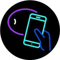 illustration of hand holding phone with contactless symbol